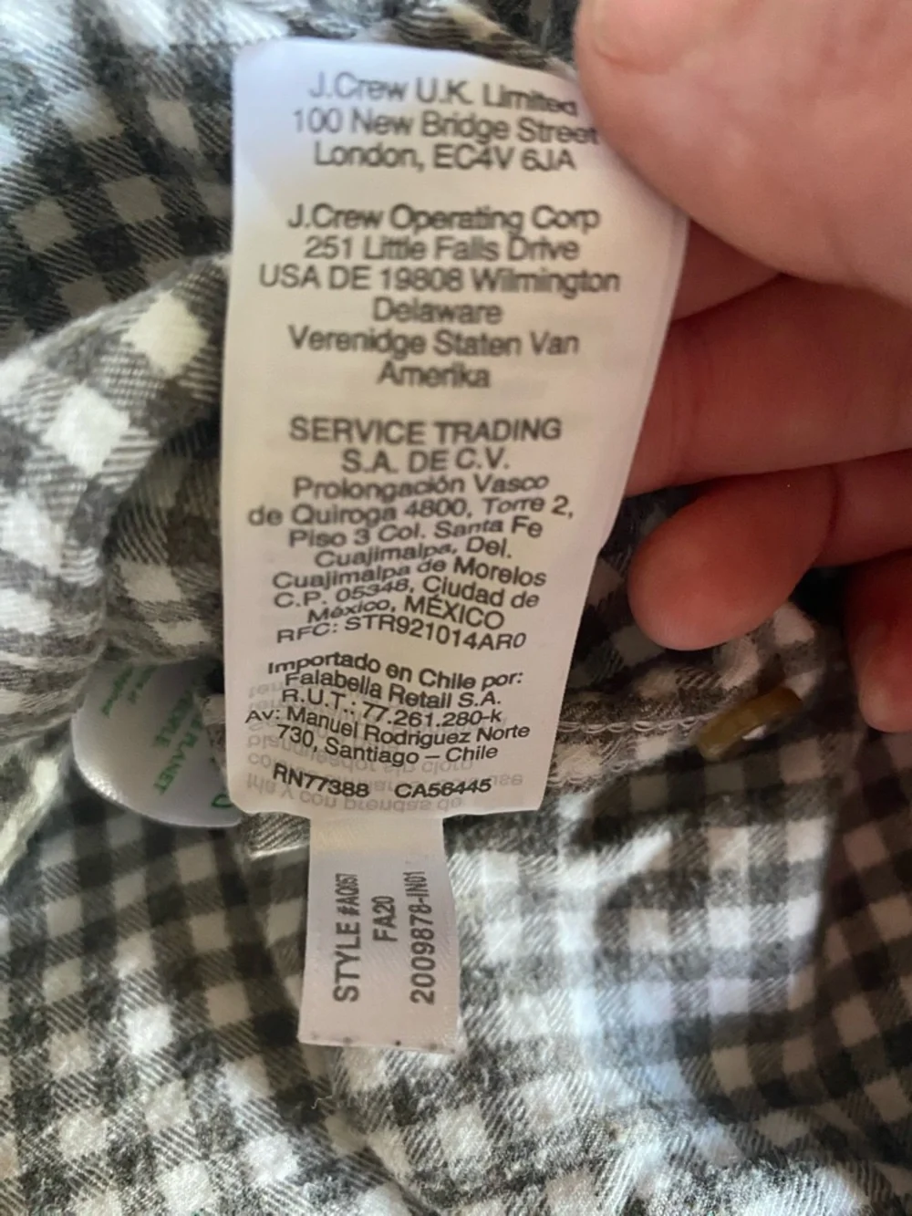 J. Crew Gray and White Checked Button-Down Shirt